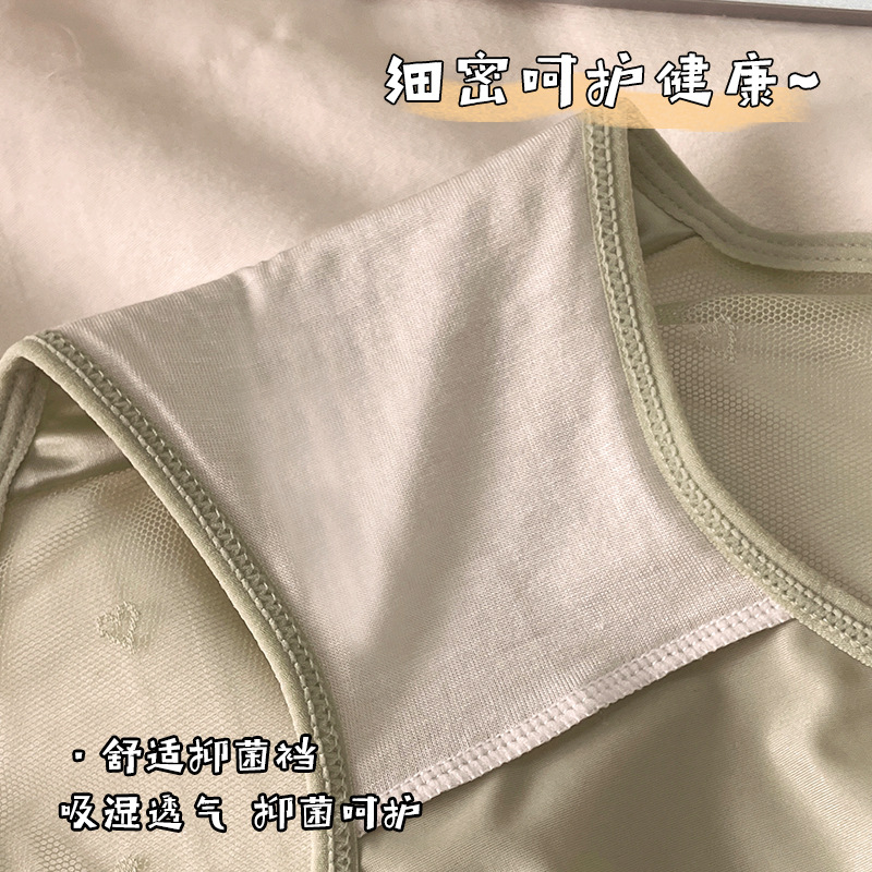 Dulce moda de encaje bordado tridimensional ropa interior de mujer puro deseo sexy cintura media-baja malla transparente calzoncillos ropa interior de mujer