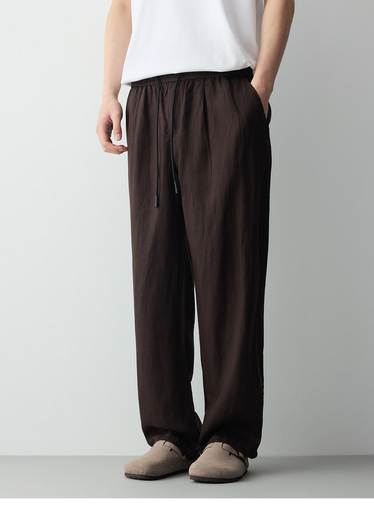 Quần kaki nam công sở chất liệu linen phối sợi Lyocell — đen chi tiết 23
