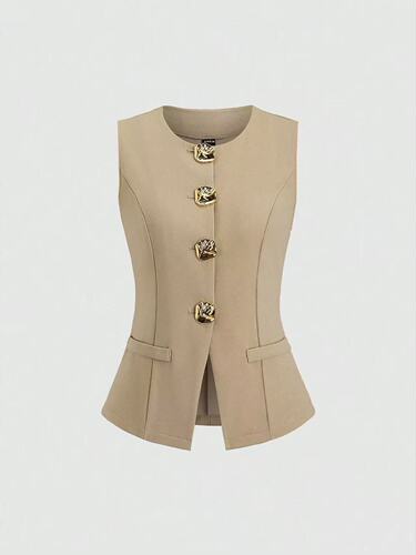 European and American Cross-Border Amazon Women's Elegant Fashion Solid Color Vest