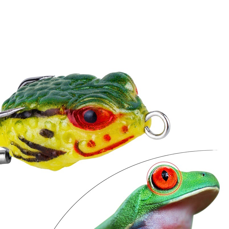 Estilo tailandés Luya tiro largo Trueno Rana 2,5 cm/3G mini Rana sapo suave negro Rana doble gancho ruido lentejuelas