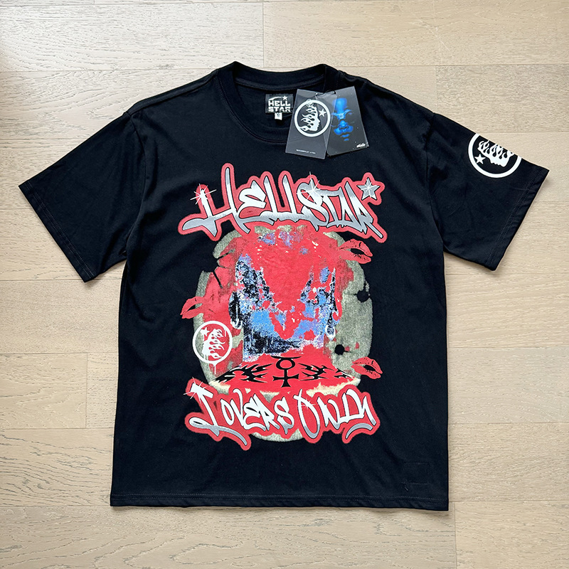 新型美潮Hの星シリーズプリント双紗純綿カジュアル男女夏カジュアルゆったり半袖tシャツ|undefined