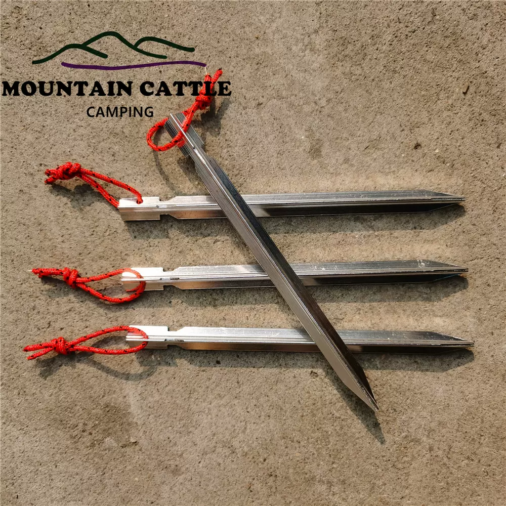 三棱铝地钉地桩加粗硬铝合金帐篷天幕地钉配件18cm带反光尾绳风绳