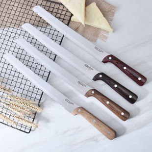 Yangjiang Qiao Daughter-In-Law Stainless Steel Bread Knife Colorful Wooden Handle 10inch Bread Knife Toast Slicer Knife Serrated Bread