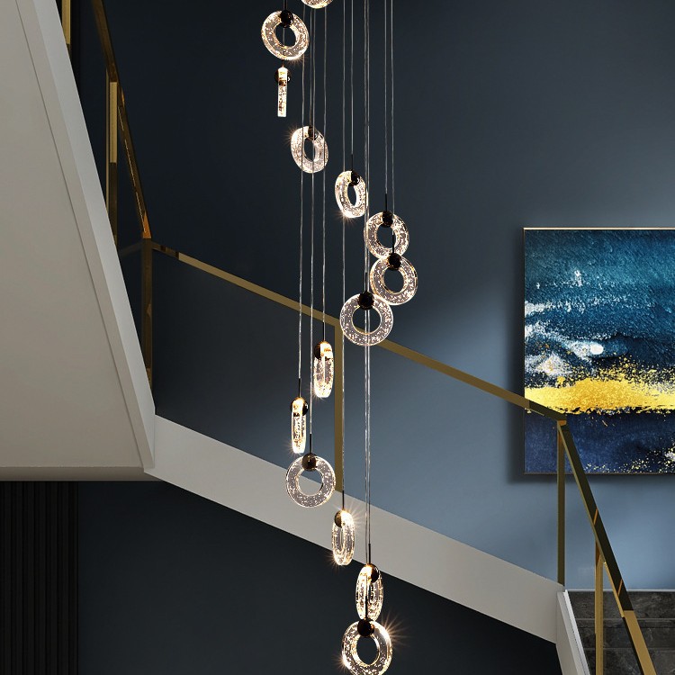 Lámpara delantera faro lámpara delantera dúplex gran sala de estar lámpara de escalera moderna simple apartamento lámpara delantera villa dúplex