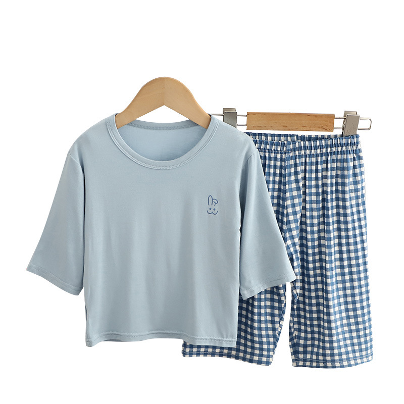 Children's Pajamas, Summer Thin Modal Home Clothes, Boys' Comfortable Short-Sleeved Shorts Set, Kidsren's Clothing for Small and Medium-Sized Kidsren
