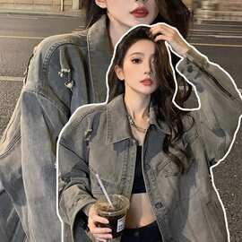 韩系开春情侣装牛仔外套女2025早初秋季新款超火百搭复古夹克上衣