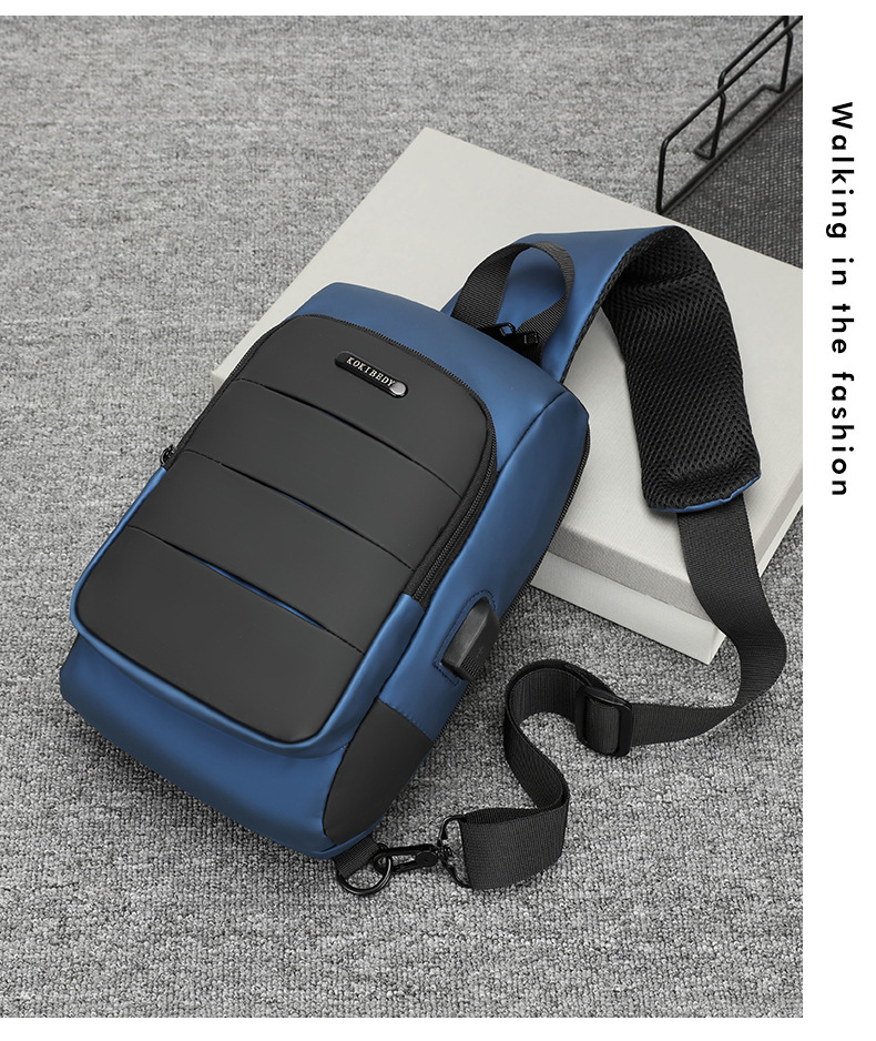 Cross-border chest bag, men's crossbody bag, single-shoulder backpack, multi-functional large-capacity charging crossbody small bag, messenger bag, men's bag undefined