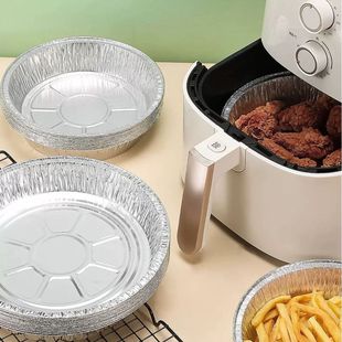 Thickened Tin Foil Tray Household Air Fryer Paper Tray Round Aluminum Foil Tray Oven Edible Baked Food Grade High Temperature Resistance