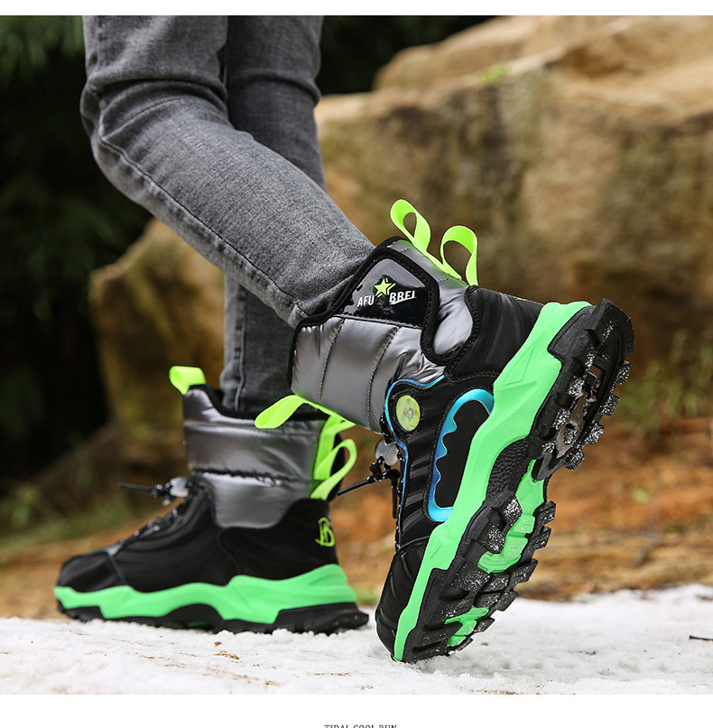 Dicke Schneestiefel für Kinder im Winter für Jungen und Mittelschüler, rutschfest, wasserdicht, plüschig und warm_voghion.com