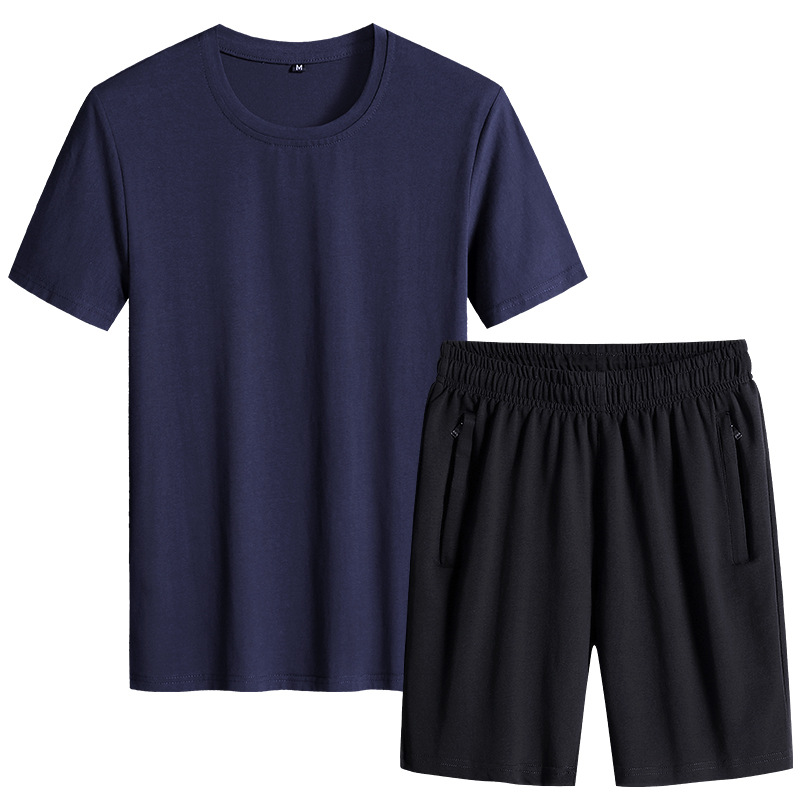 Trajes deportivos de algodón de verano para hombres delgados de mediana edad, trajes de verano para correr, trajes casuales, trajes deportivos sueltos para hombres