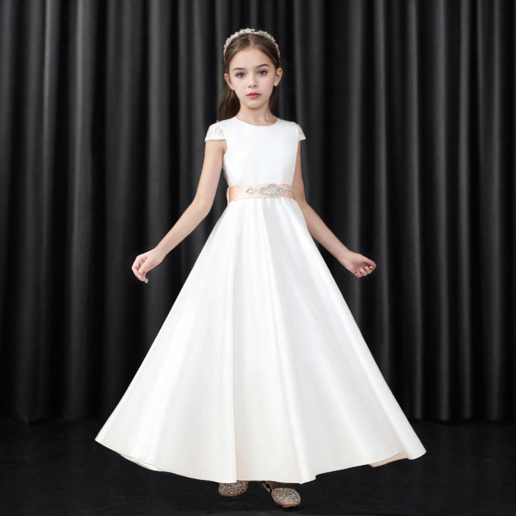 Weißes Prinzessinnen Kleid Für Mädchen Für Formelle Anlässe_voghion.com