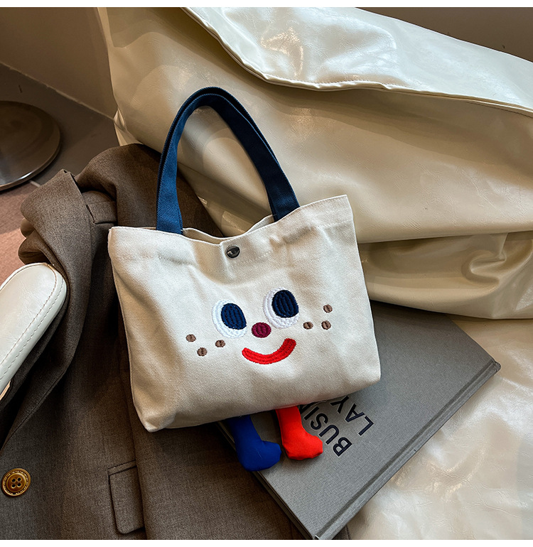 ins mini canvas bag, cute peach tote bag, Korean girl snack bento small bag canvas bag wholesale undefined