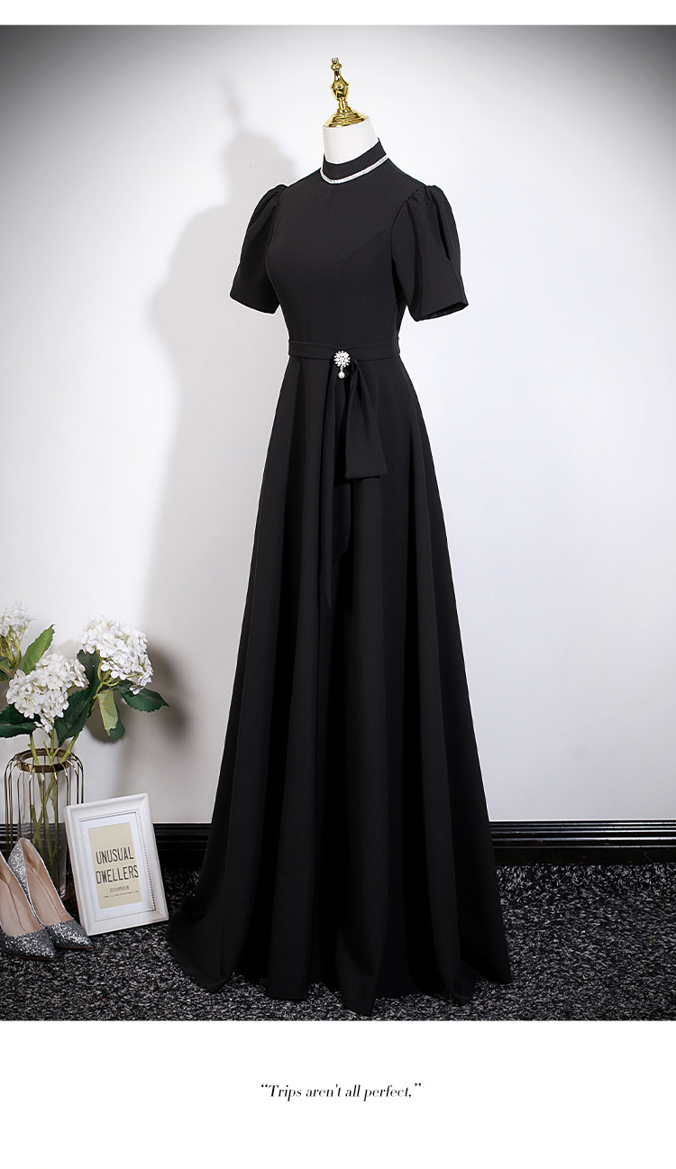 Women's Sophisticated Black Fitted Evening Gown Hepburn Style Elegant Dress for French Fashion Show Or Event_ecoleips.com