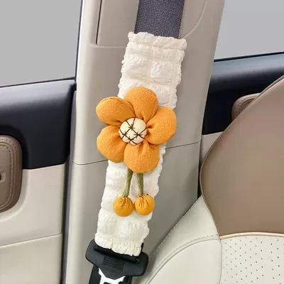 Cross-Border Popular Car Seat Belt Sürətlər qutusu və əl tormozu başlıqları - white-style-ginger-flower-puff-shoulder-pads1