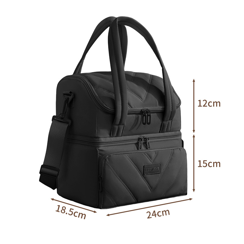 Amazon doble bolsa de almuerzo transfronteriza de gran capacidad bolsa de almuerzo de almuerzo de almuerzo de camping bolsas de aislamiento de hombro portátiles