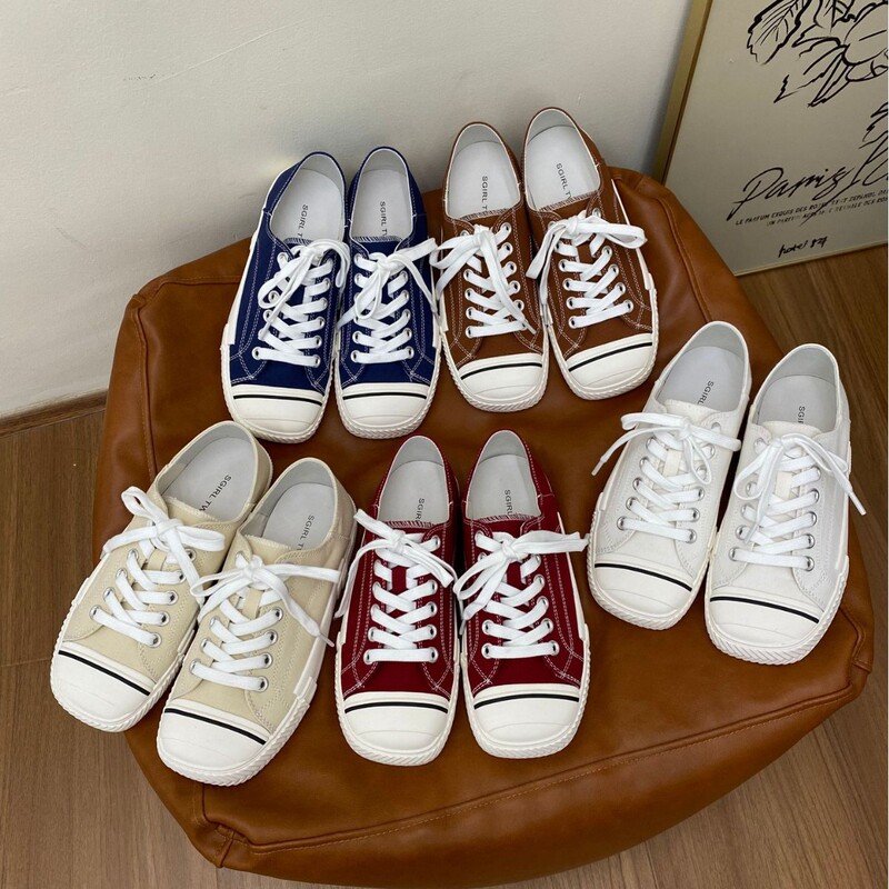 Sgirl Twtw Simple Square-Toe Lace-Up Canvas Shoes for Women 2026 Summer New Style Comfortable Casual Sports Sneakers Trendy