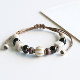 Ethnic style ceramic bracelet for women Jingdezhen porcelain beads beaded bracelets wholesale student braided bracelets for men manufacturer supply