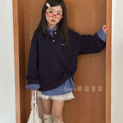 女童秋季套装2025新款儿童长袖卫衣洋气时髦衬衫中大童白色半身裙