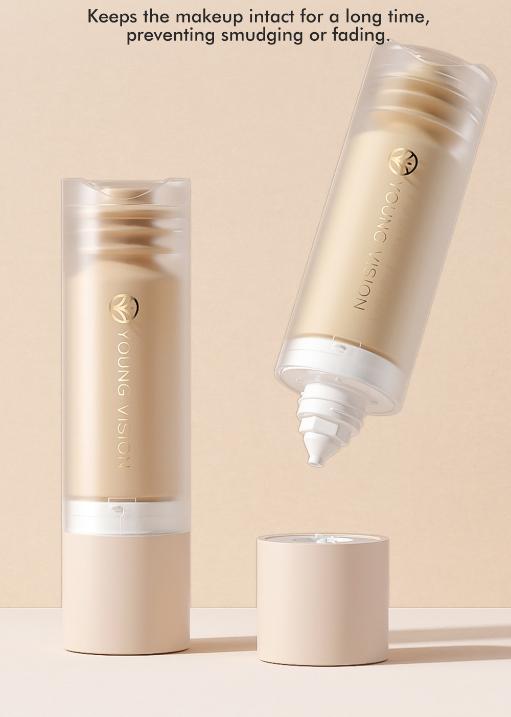YOUNG VISION Bottom Press Foundation is a detachable matte facial base makeup liquid that is not prone to smudge undefined