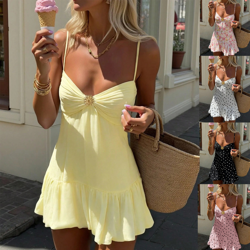 Cross-Border Popular Dresses, European and American Women's Clothing, Shein Strap Dresses, Foreign Trade Dresses, Amazon Dresses