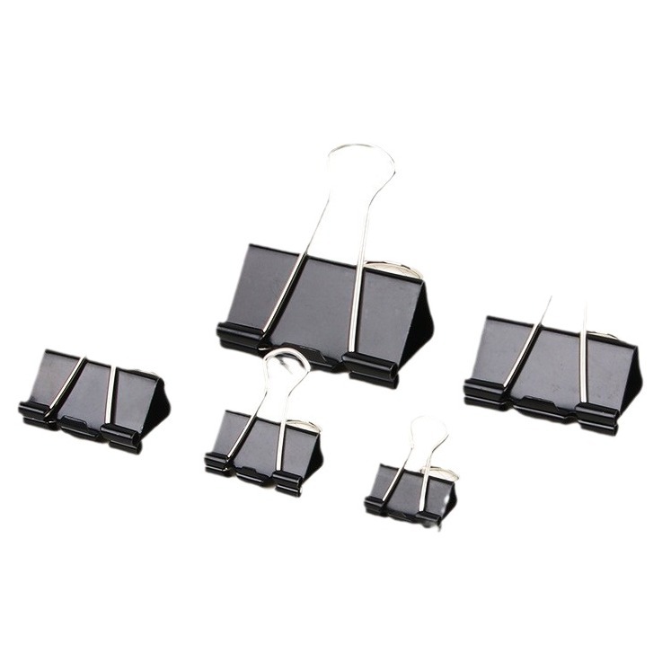 Aula Oficina clip de cola larga prueba de metal clip de papel en caja negro Bill texto clip de hierro clip de cola de milano papelería al por mayor