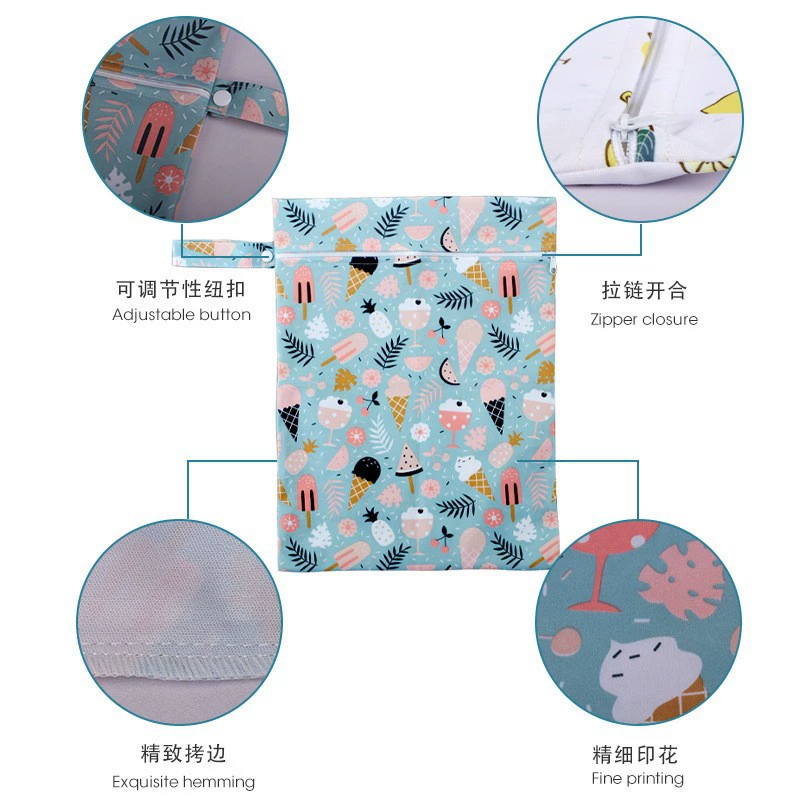 Breathable sanitary pads with zipper, diaper, cloth bag, storage system