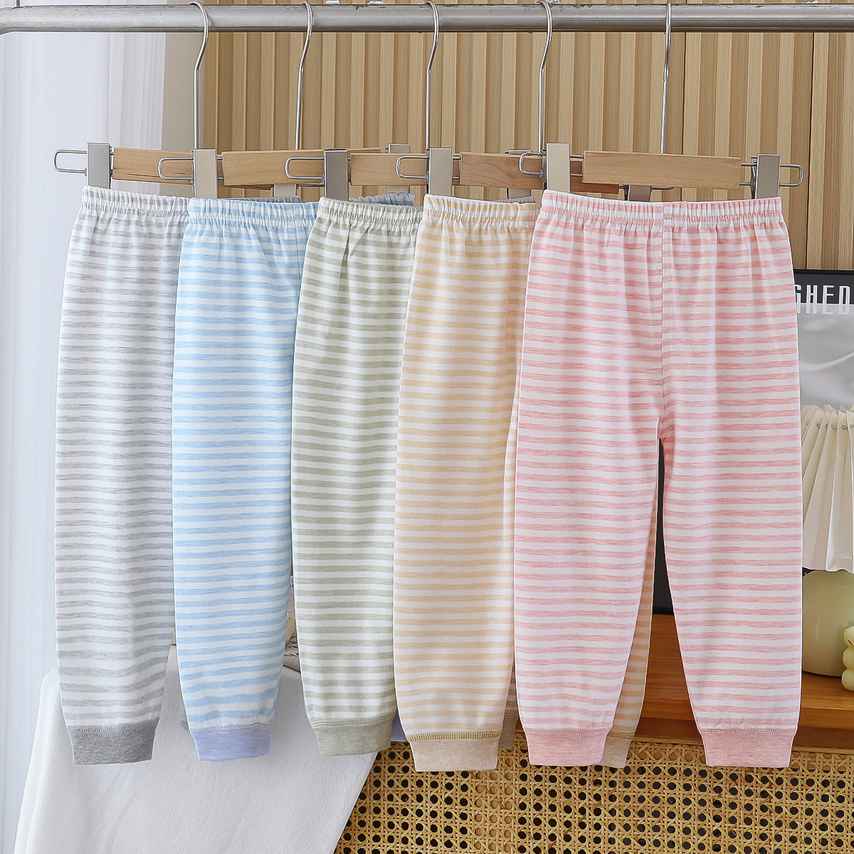 200g Combed Cotton ~ Children's Colored Cotton Long Johns Single Piece Baby Pure Cotton Underpants Single Piece Small and Medium-Sized Children's Knit Pants Boys