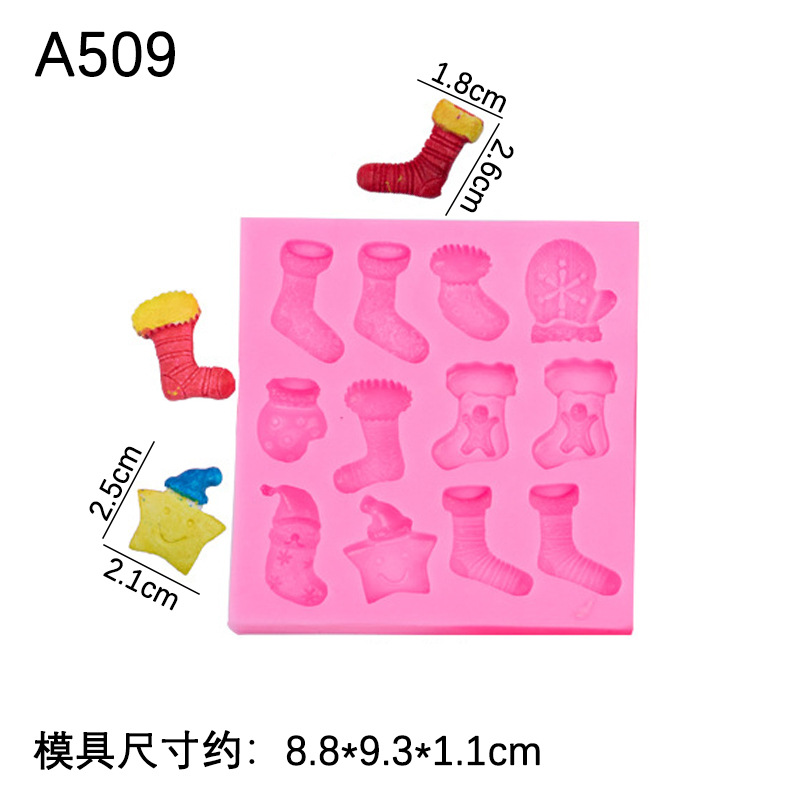 Serie de Navidad decoración molde de silicona dulces calcetines de Navidad árbol de Navidad campana fondant pastel postre Decoración