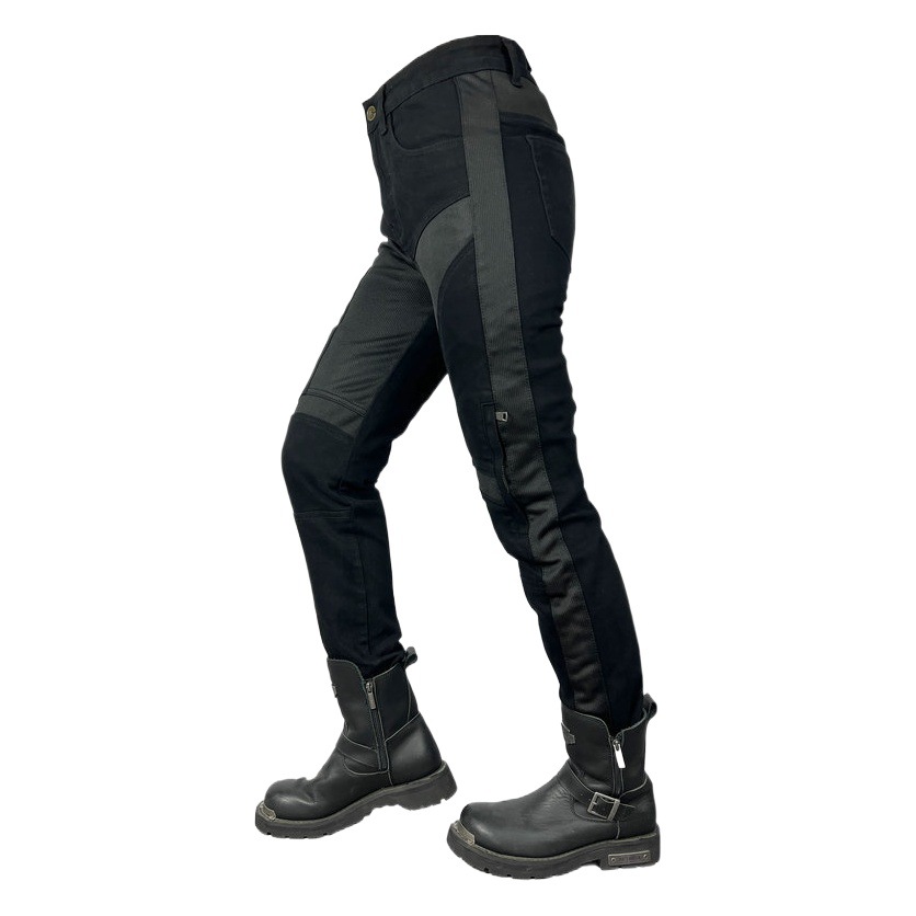 Motocicleta jeans Racing slim fit ventilación verano malla transpirable motocicleta pantalones rodilla ajustable arriba y abajo