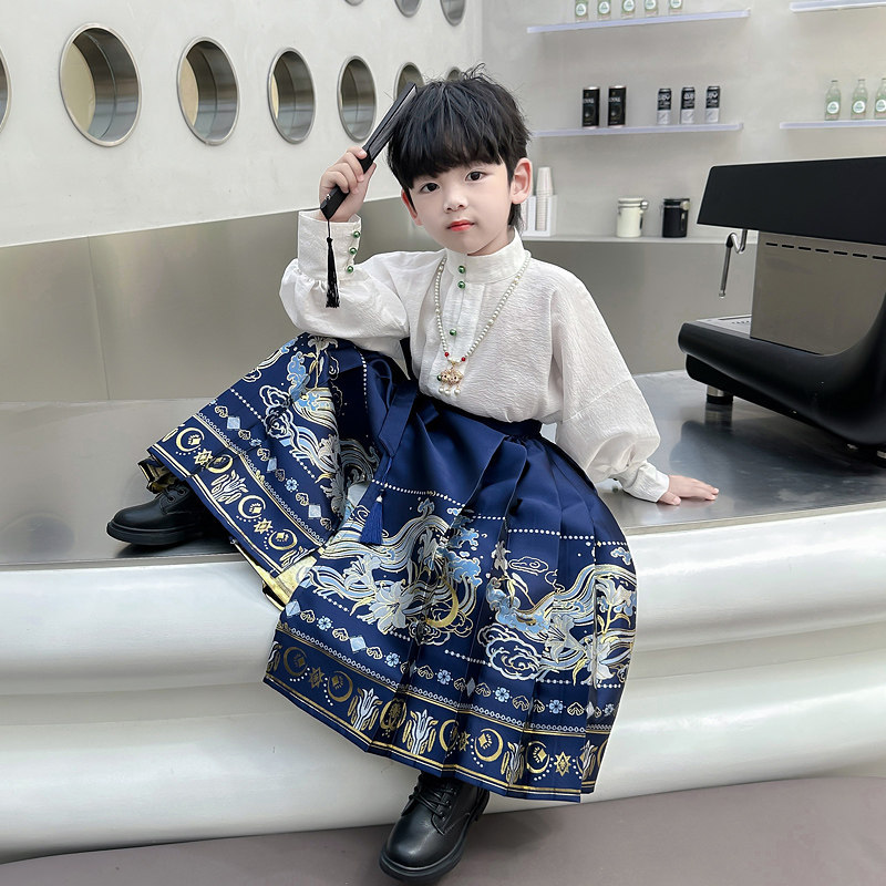 Hanfu Boys' Horse-Faced Skirt Ancient Style Children's Outfit 2026 New Spring Collection Boys' Traditional Performance Costume Boys' Ancient Costume