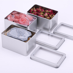 Window-opening tin storage box, square metal box, tea, flower tea, biscuit aroma stone metal packaging tin box