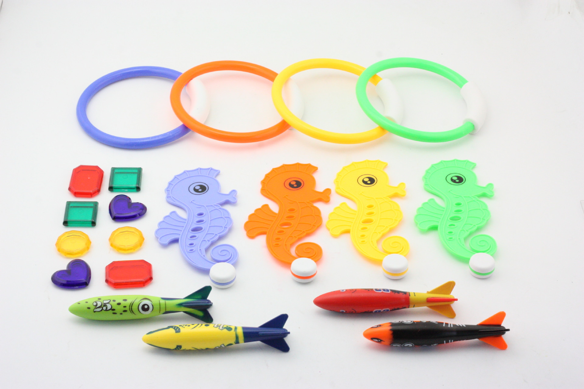 Juguetes de buceo transfronterizos Piscina al aire libre para niños Búsqueda del tesoro Buceo Peces y algas Torpedo Gemas Juego de juguetes acuáticos