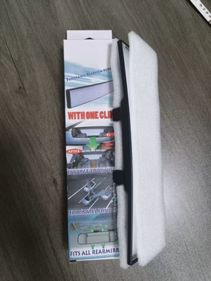 Car Interior Mirror, Wide-Angle Rearview Mirror, Anti-Glare Car Interior Reversing Mirror, Wide-Angle Curved Blue Mirror (Large field of view rear view auxiliary mirror) - large-field-of-view-rear-view-mirror-white-mirror