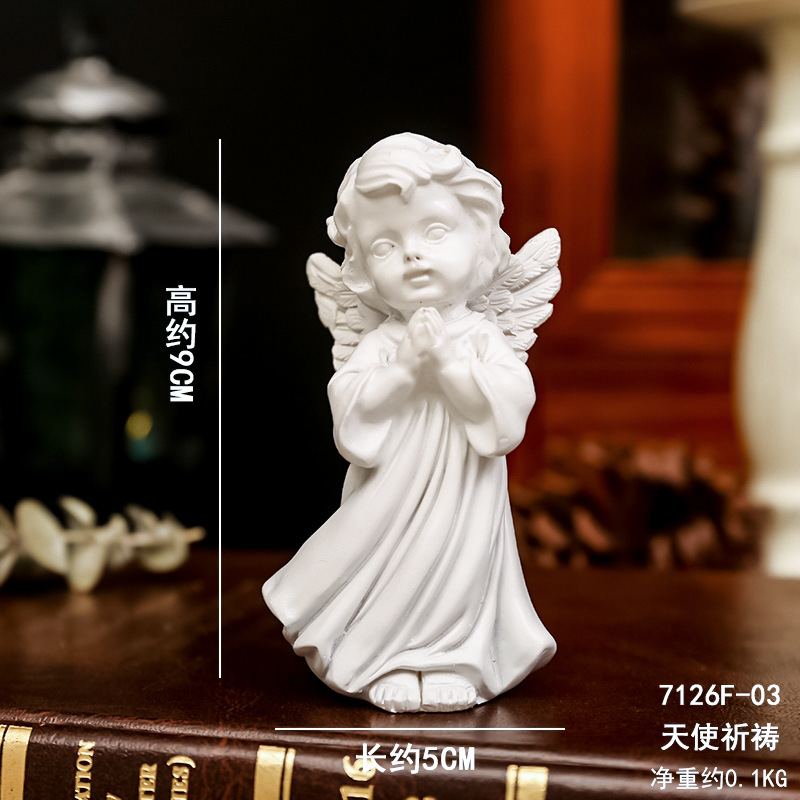 Adornos de ángel retro de estilo europeo, decoración de mesa de niña angelito de plástico de resina americana