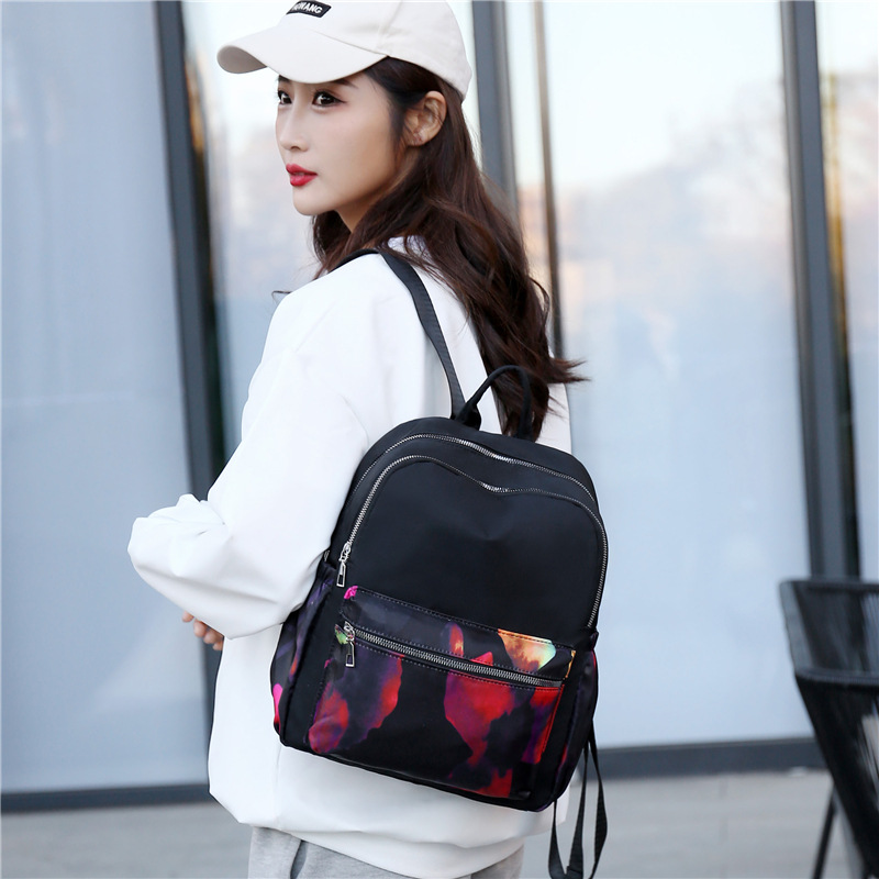 Backpack Women's 2022 New Korean Edition Fashion Oxford Cloth Ladies Schoolbag Large Capacity Printed Casual Travel Backpack