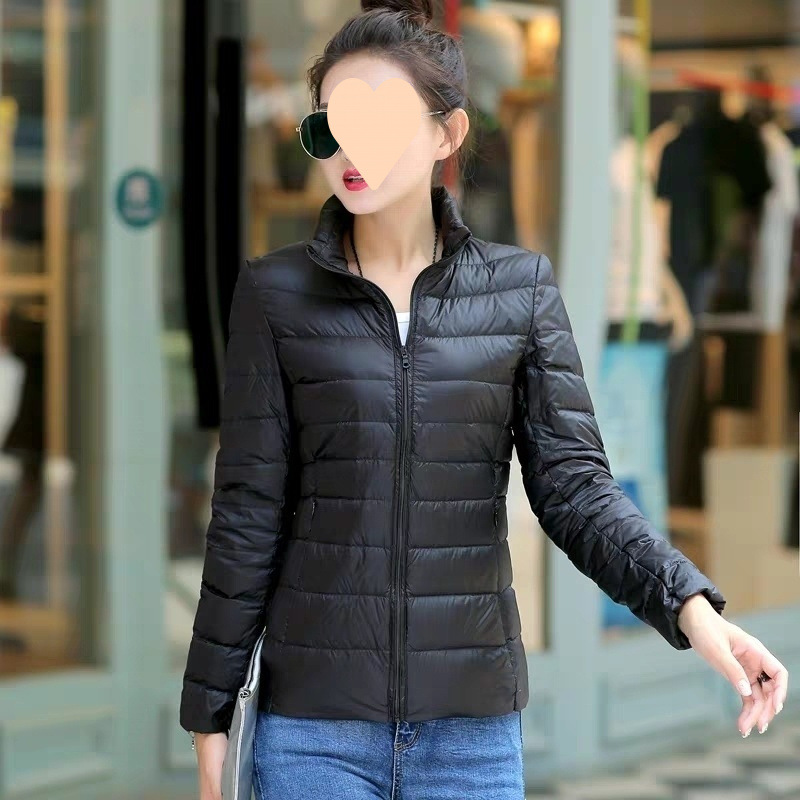 여성용 스탠드 칼라 블랙