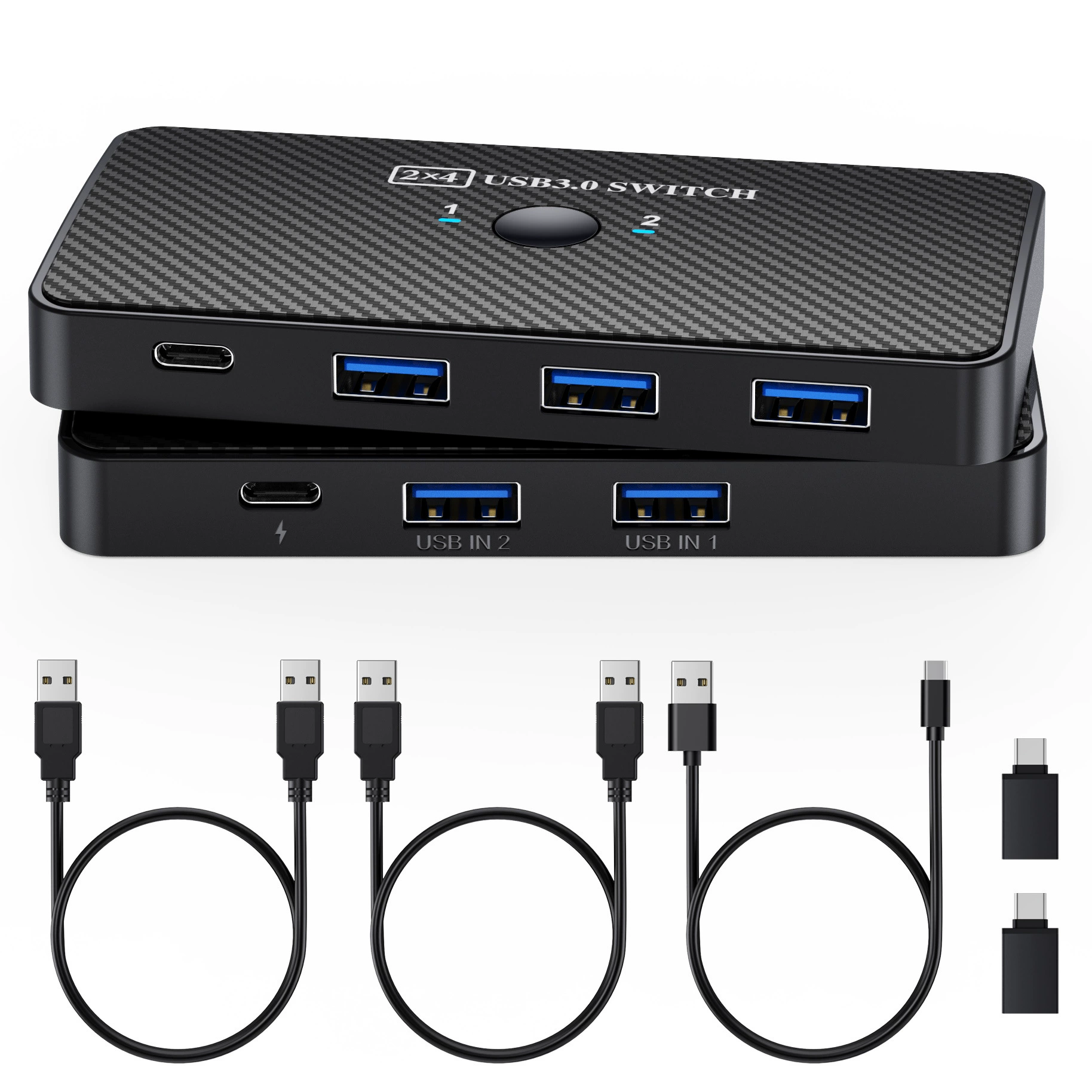 Two-way switcher two-in and four-out adapter computer docking station splitter high speed type-c