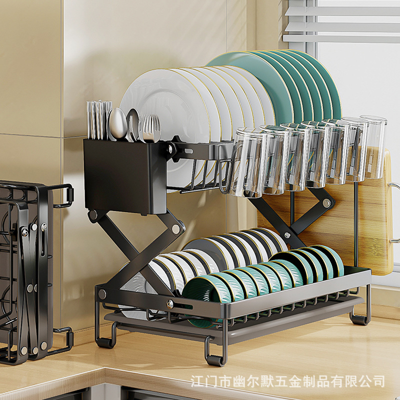 Foldable kitchen storage rack table top dish dish dish rack installation-free draining dish rack tableware storage rack