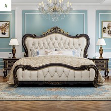 金丝檀木轻奢美式实木床1.8米双人床主卧1.5米欧式复古奢华储物床