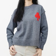 日系小个子梅花图案毛衣女2025秋冬新款圆领内搭提花针织衫女上衣