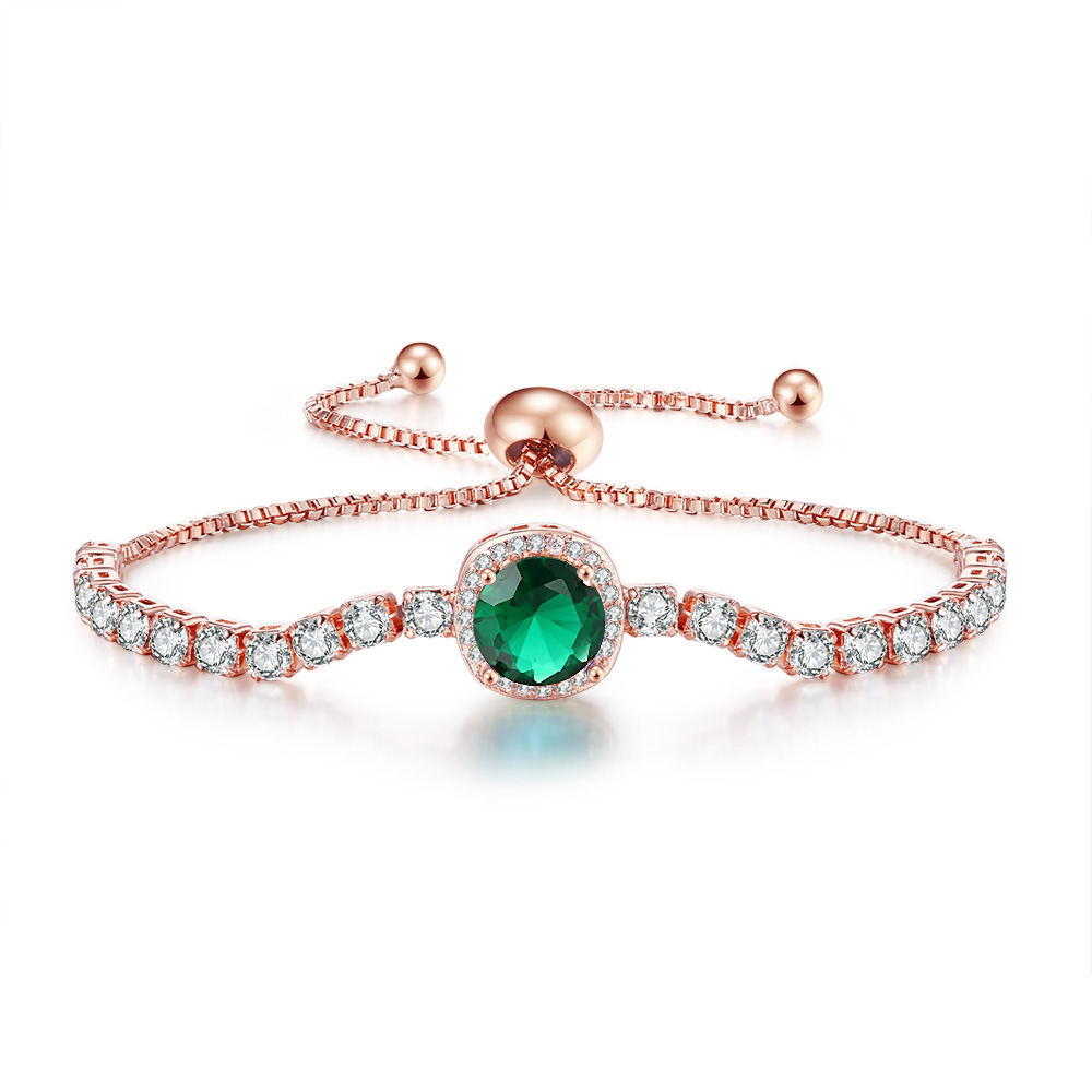 Bracciale a catena con pietra di nascita in zircone per donna_voghion.com