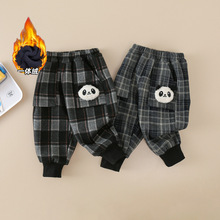 男童加绒裤子秋冬儿童2024新款加厚宝宝休闲裤小童一体绒长裤