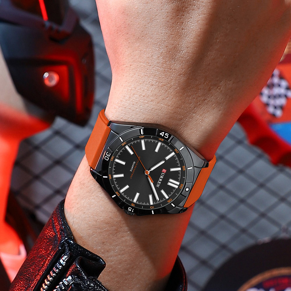 Curren Carian 8449 reloj deportivo para hombre cinta reloj de cuarzo de esfera grande Reloj transfronterizo
