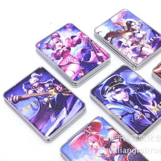 Espejo portátil de doble cara de cuero blanco, espejo personalizado con impresión de dibujos animados, anime, IP, productos transfronterizos, regalo para transmisiones en vivo
