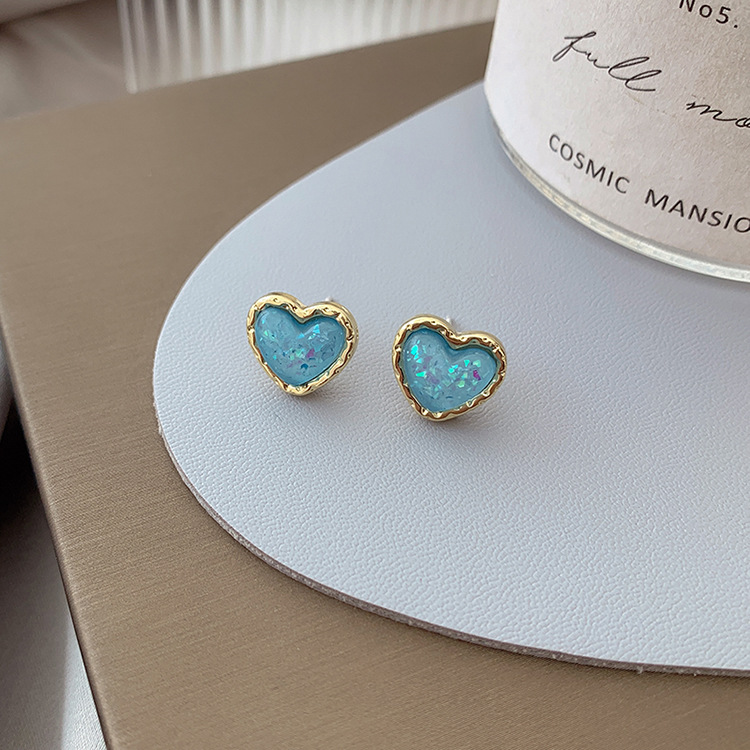 Alloy Material Wholesale Jewelry 1 Pair Sweet Heart Shape Alloy Resin Ear Clips