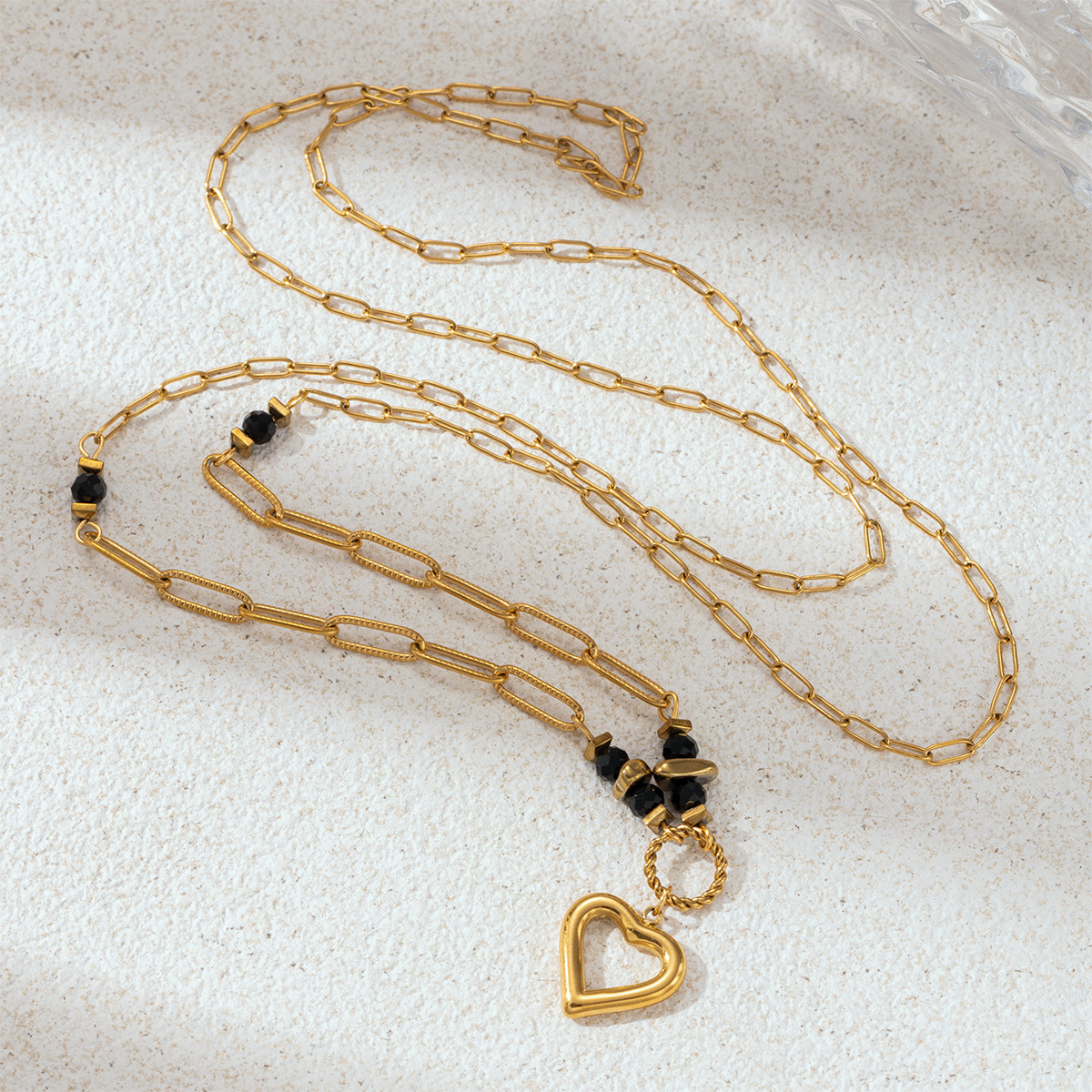 Collar de acero inoxidable TENA Europa y América de lujo ligero nicho colgante de piedra natural colgante de cuentas de titanio no se desvanece joyería collar