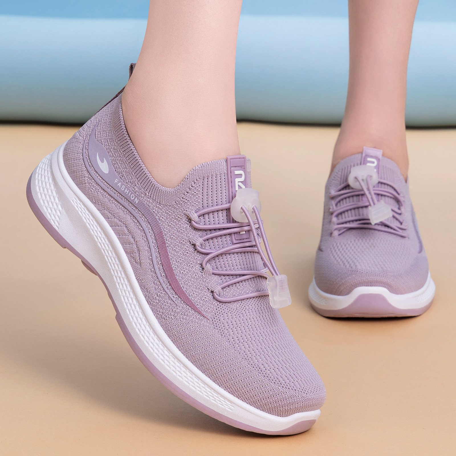 Women's Spring Lightweight Slip-on Walking Fly-knit Single Soft-soled Breathable Casual Shoes, Mom's Shoes For Women_voghion.com