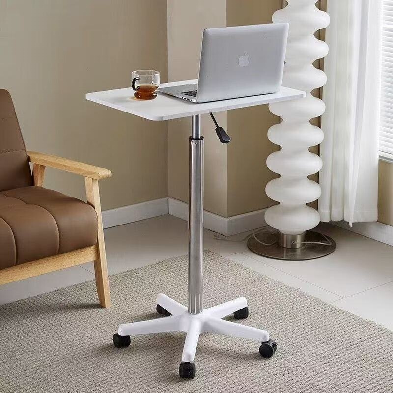 Mobile small table with wheels, standing workbench, adjustable height, small bedside table, laptop office desk