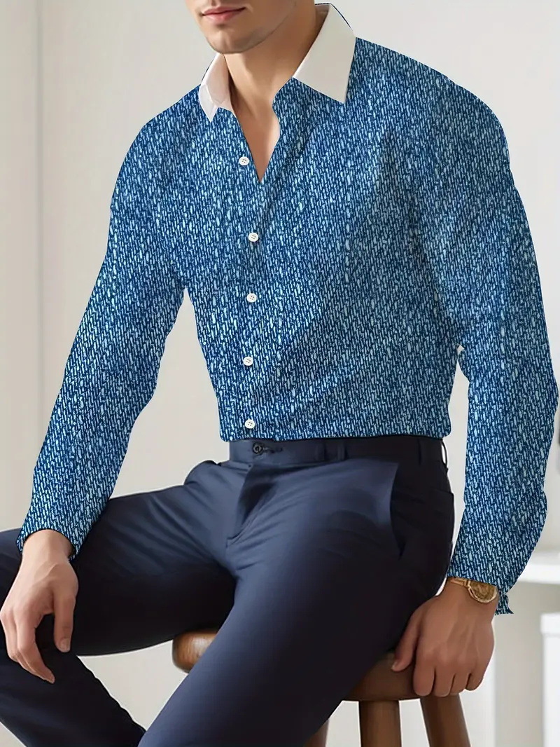 2025 nueva camisa de manga larga con degradado de color salvaje casual de moda europea y americana transfronteriza de Amazon MB12