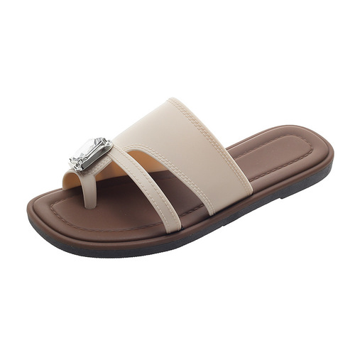 Women's Summer New Style Water Drill One-Piece Slip-On Fashionable Matchable Outdoor Non-Slip Flat Slippers for Cross-Border Trade